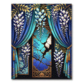 Rich Blue Wisteria Golden Foliage Tassels Rug