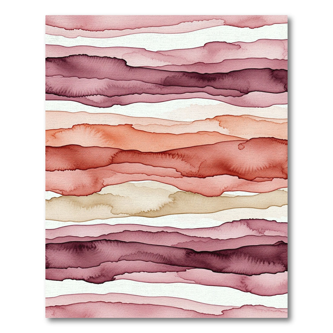 Crimson Blush Watercolor Abstract Layers Rug