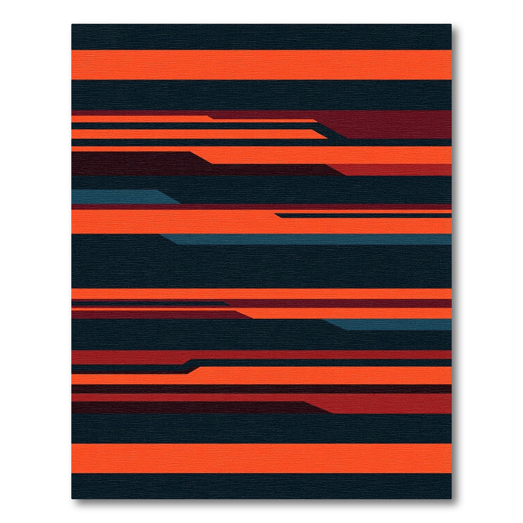 Modern Burnt Orange Abstract Linear Rug