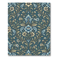Damask Blue Floral Scrolls Rug