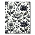 Monochrome Botanical Floral Ink Sketch Rug