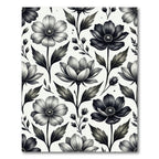 Monochrome Botanical Floral Ink Sketch Rug