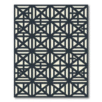 Modern Navy Cream Geometric Linear Tile Rug