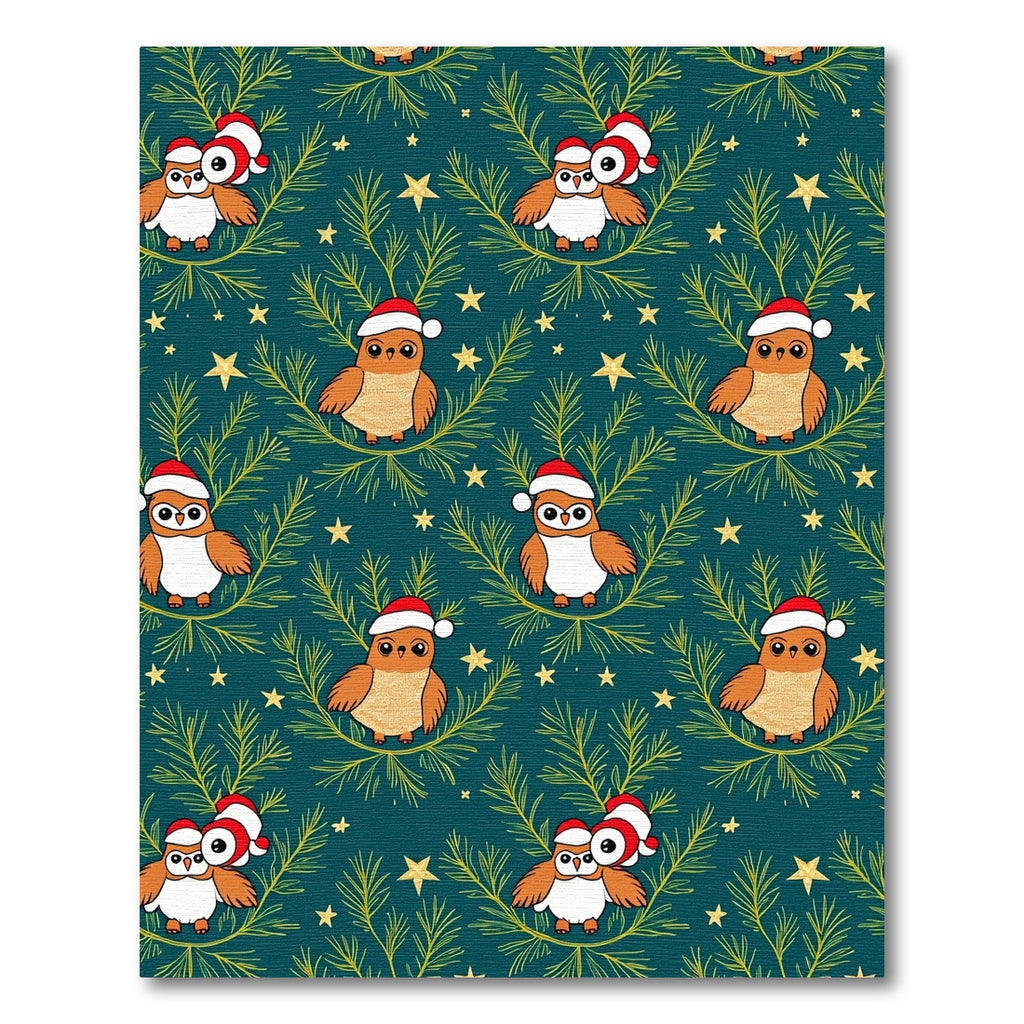 Festive Teal Owl Christmas Tree Garland Rug