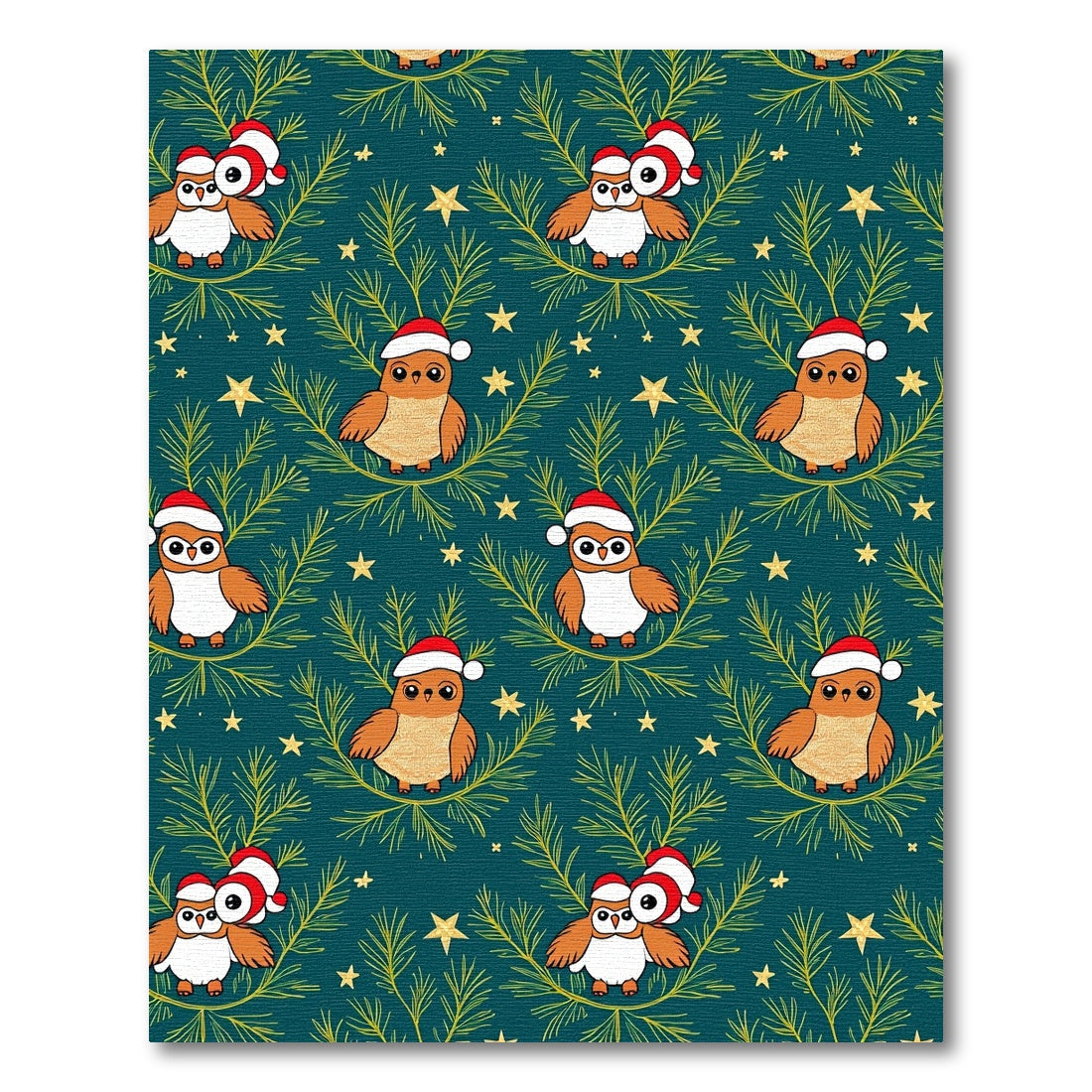 Festive Teal Owl Christmas Tree Garland Rug