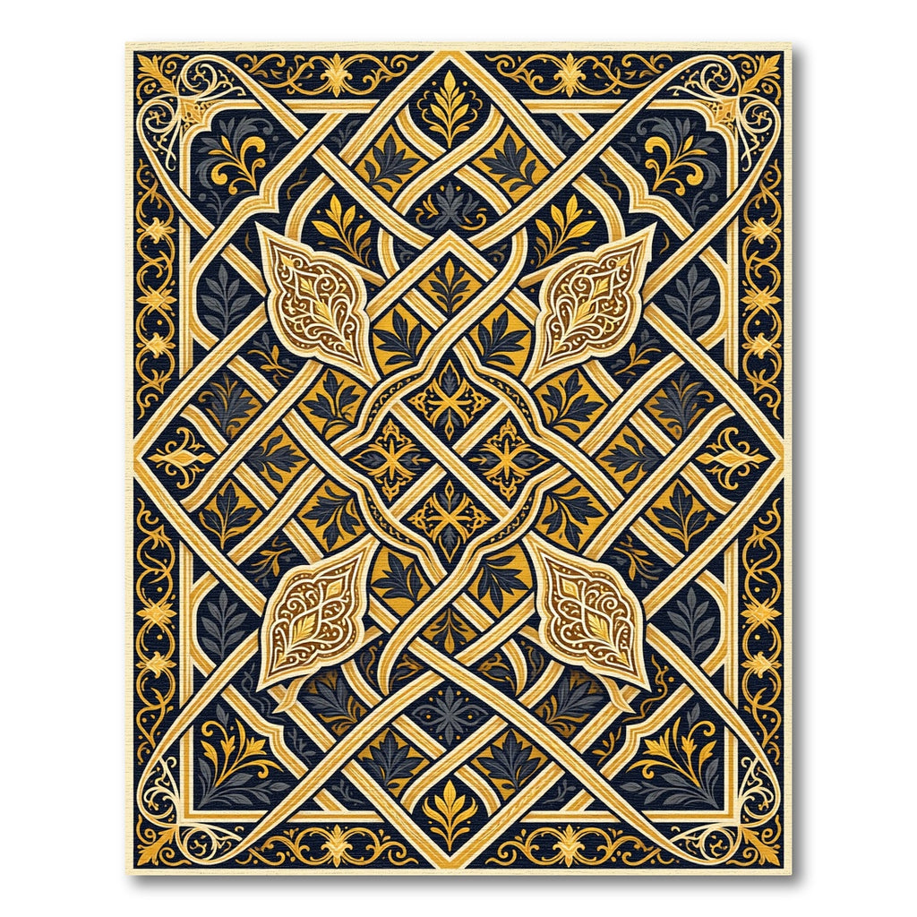 Intricate Gold Foliate Interlace Rug