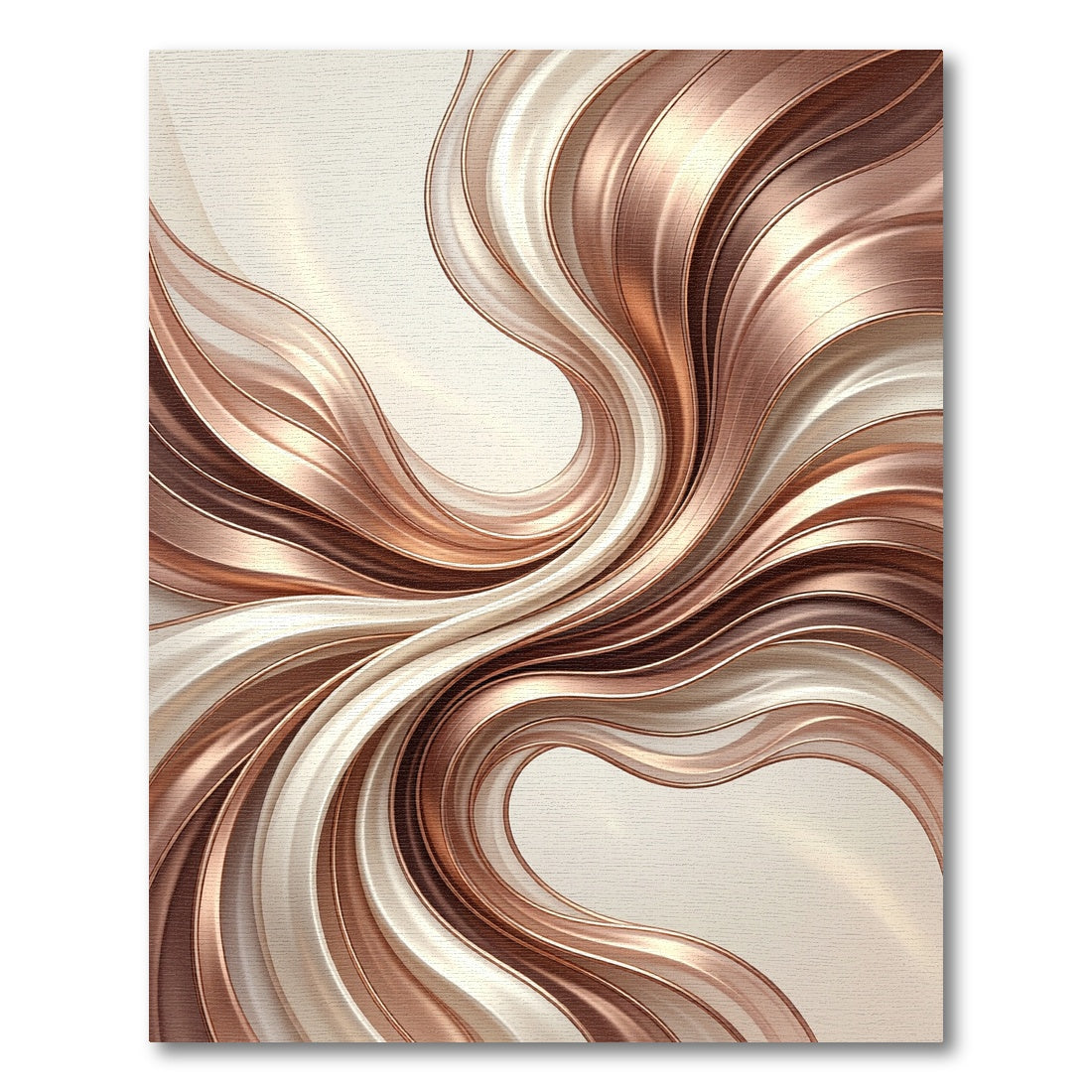 Elegant Copper Cream Swirling Waves Rug