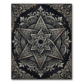 Ornate Black Silver Star Mandala Rug