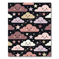 Whimsical Pastel Clouds and Starry Sky Rug