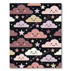 Whimsical Pastel Clouds and Starry Sky Rug