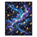 Celestial Golden Crescent Moon Nebula Nebula Rug