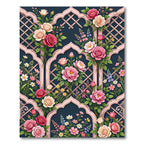 Pink Rose Trellis Garden Composition Rug