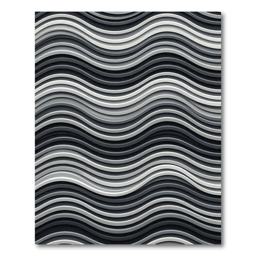 Monochromatic Gray Wavy Linear Illusion Rug