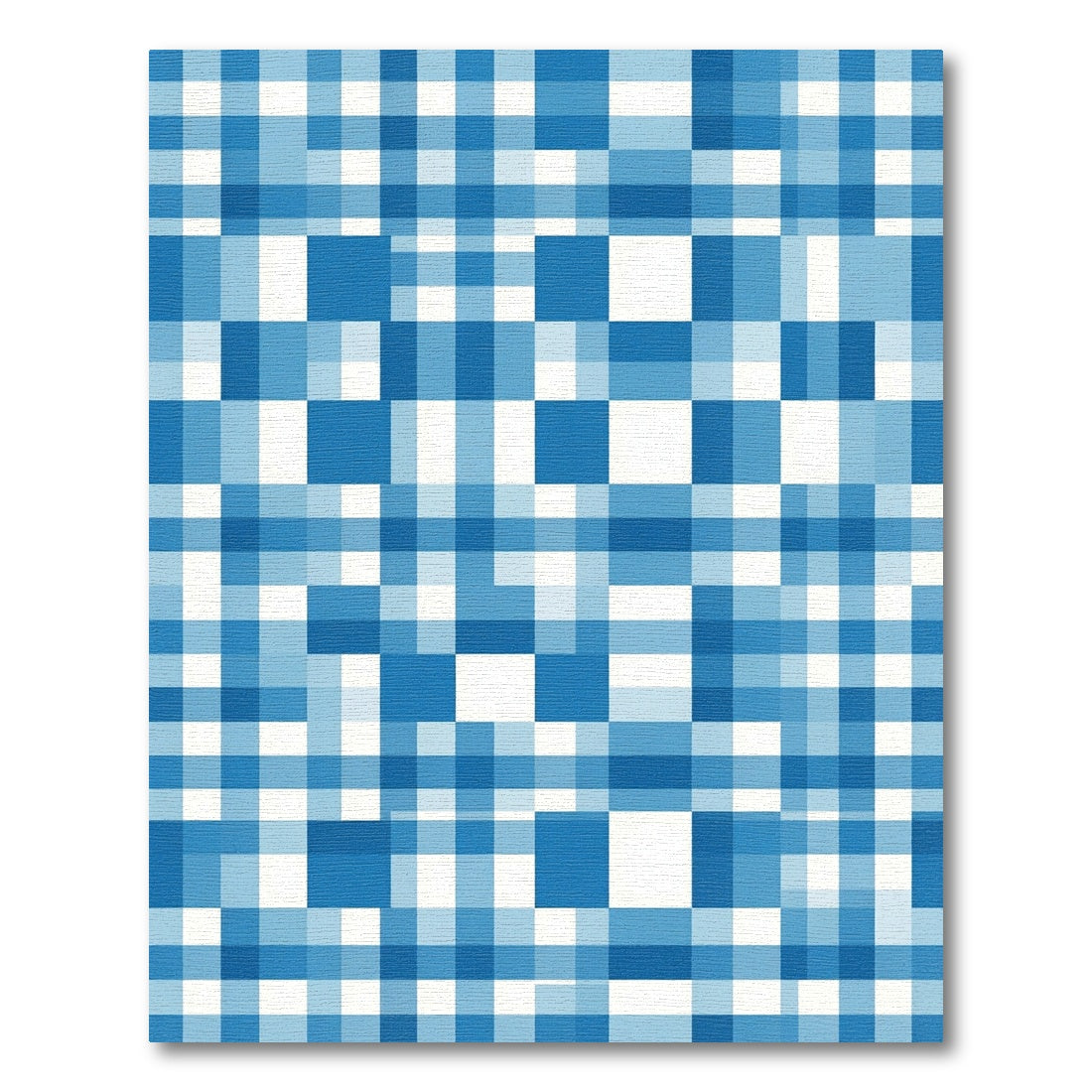 Blue Geometric Checked Grid Area Rug