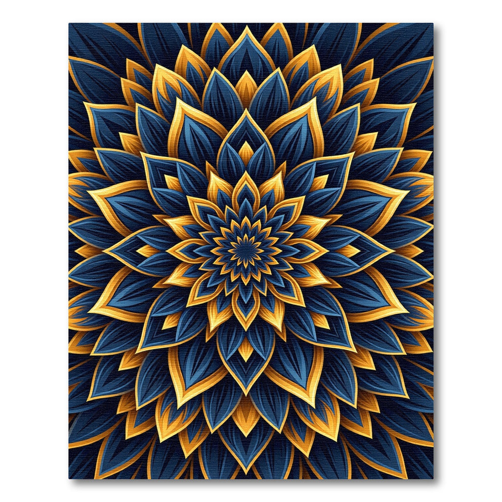 Golden Sapphire Radiant Floral Mandala Rug