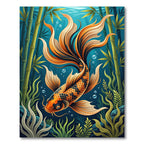 Radiant Orange Koi Bamboo Forest Rug