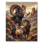 Majestic Bighorn Sheep Desert Landscape Rug