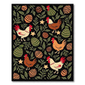Whimsical Rooster Egg Garden Black Rug