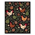 Whimsical Rooster Egg Garden Black Rug