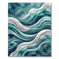 Deep Teal Swirling Water Abstract Rug