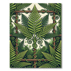 Lush Green Botanical Fern Trellis Art Rug
