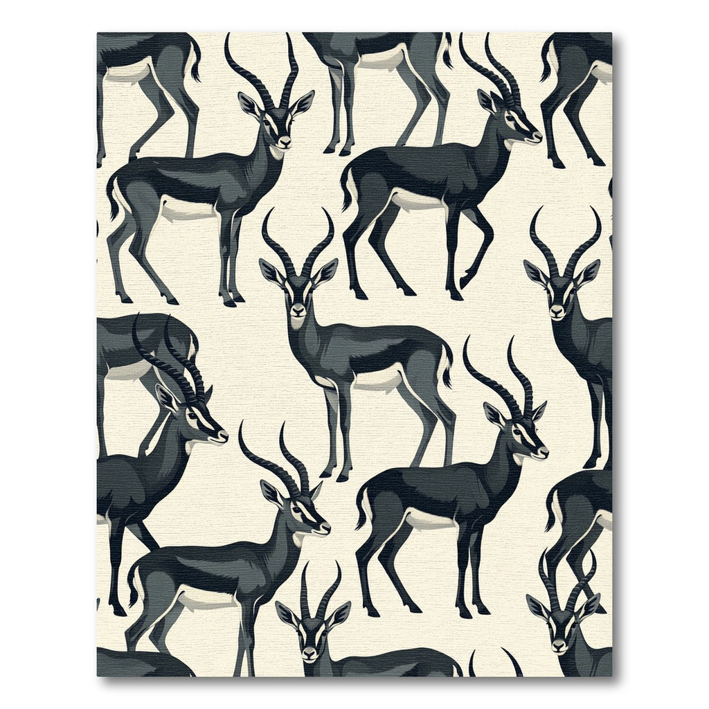 Elegant Black Gazelle Animal Illustration Rug