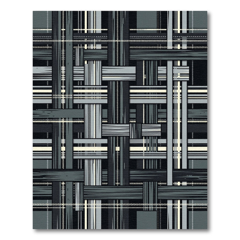 Monochrome Woven Plaid Stripe Combination Rug