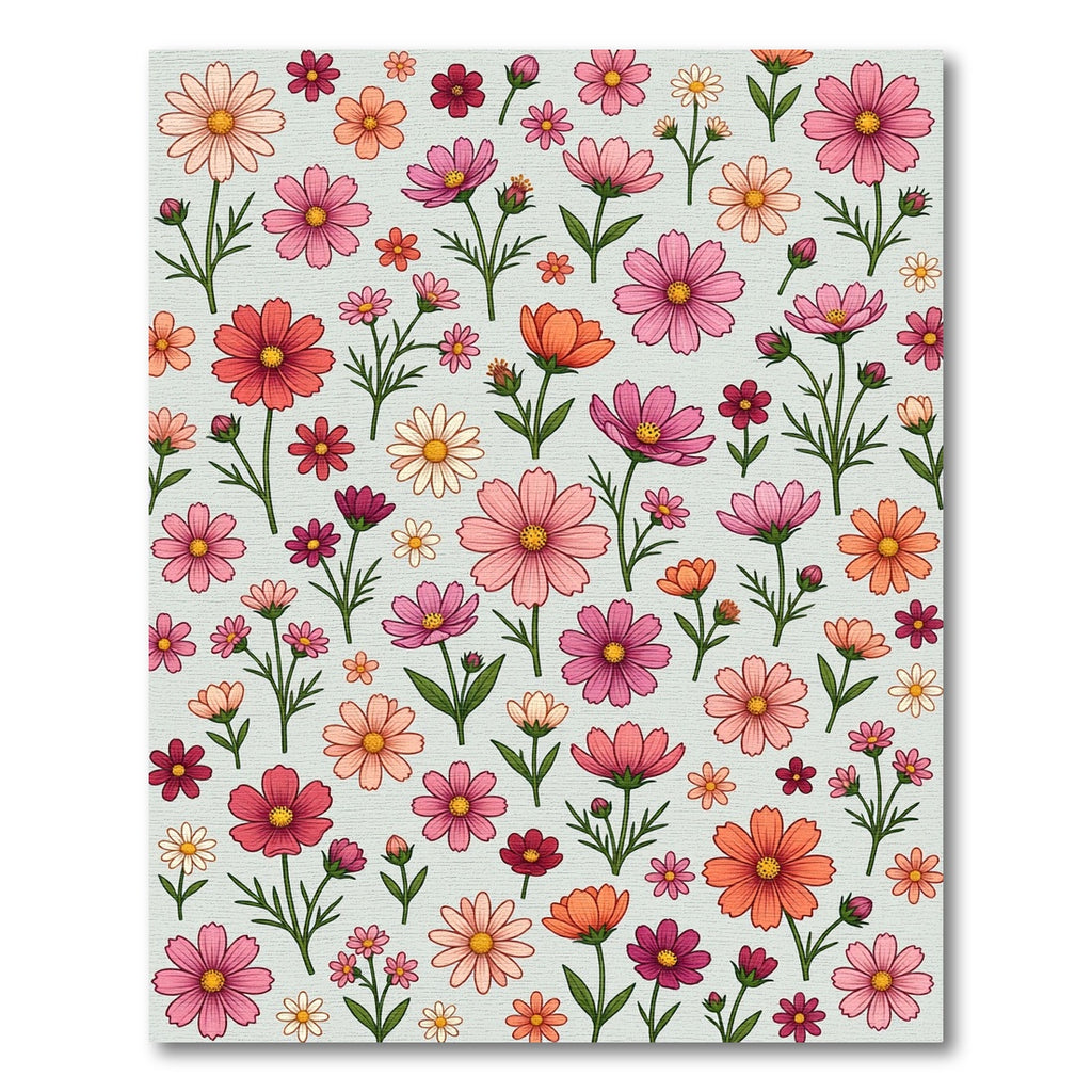 Pink Orange Flower Meadow Whimsical Rug