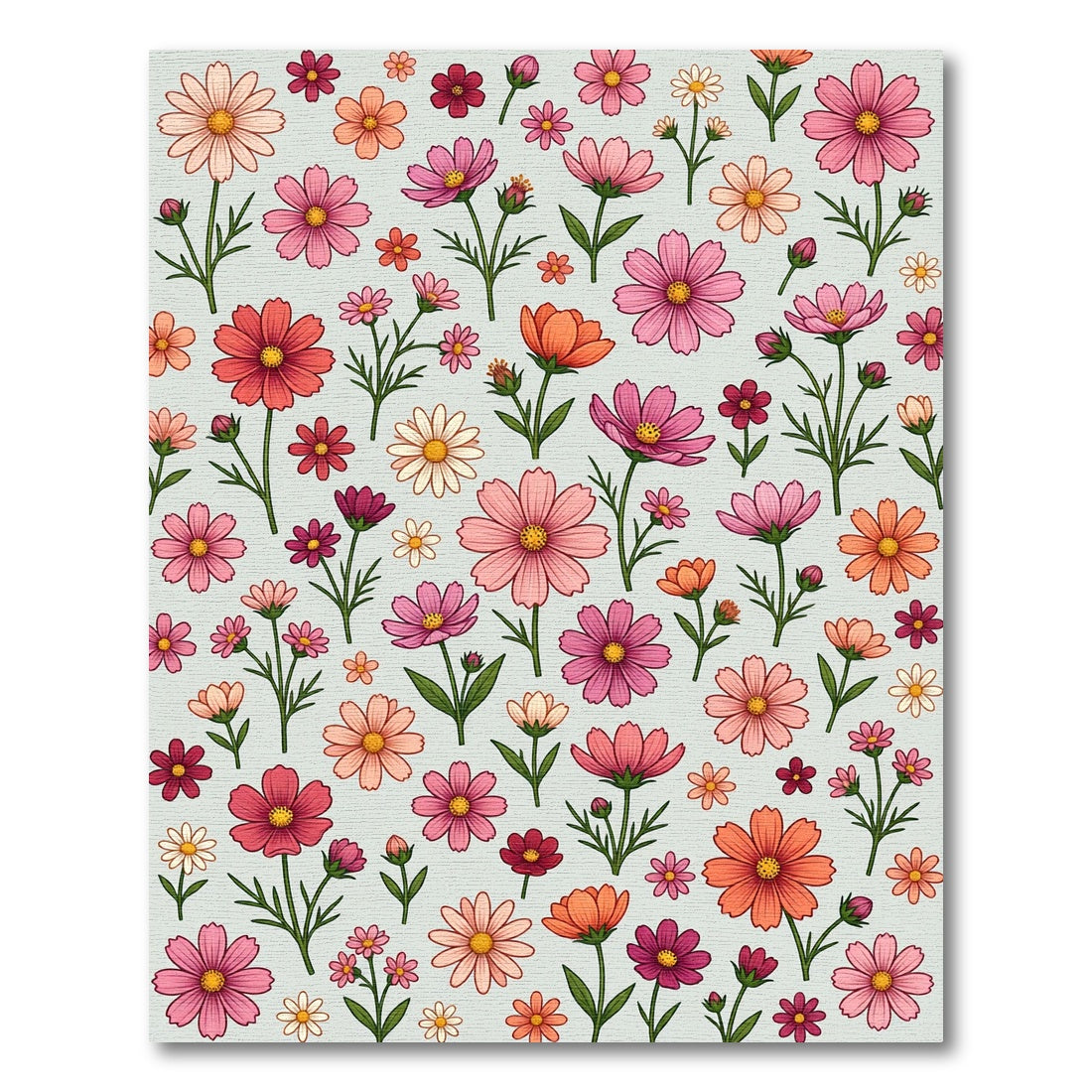 Pink Orange Flower Meadow Whimsical Rug