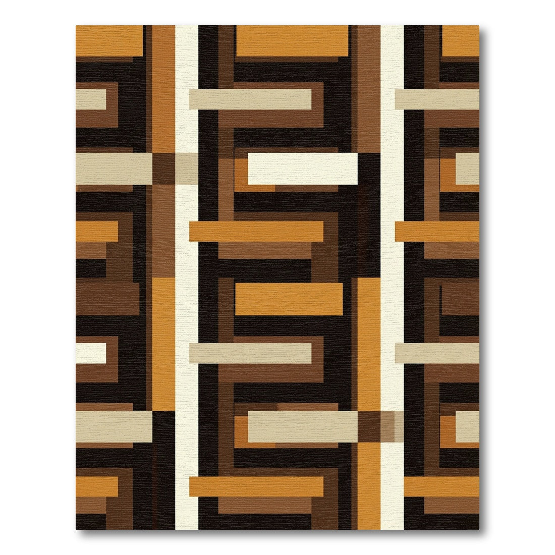 Warm Earth Tones Geometric Overlay Rug