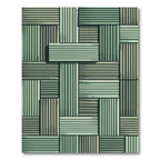 Sage Green Ribbed Geometric Block Rug