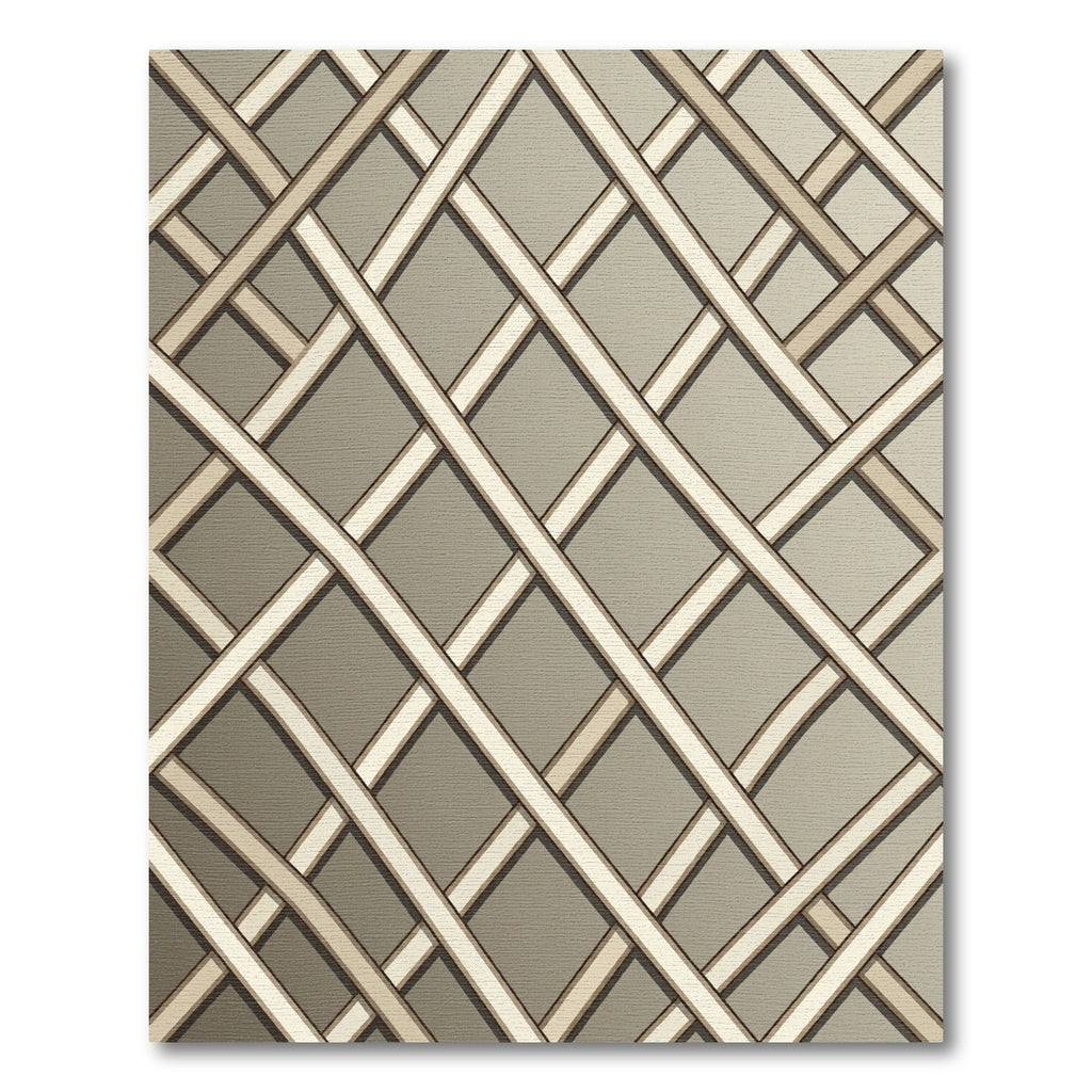 Neutral Taupe Angular Lattice Grid Rug