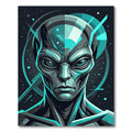 Cosmic Interstellar Teal Alien Portrait Rug