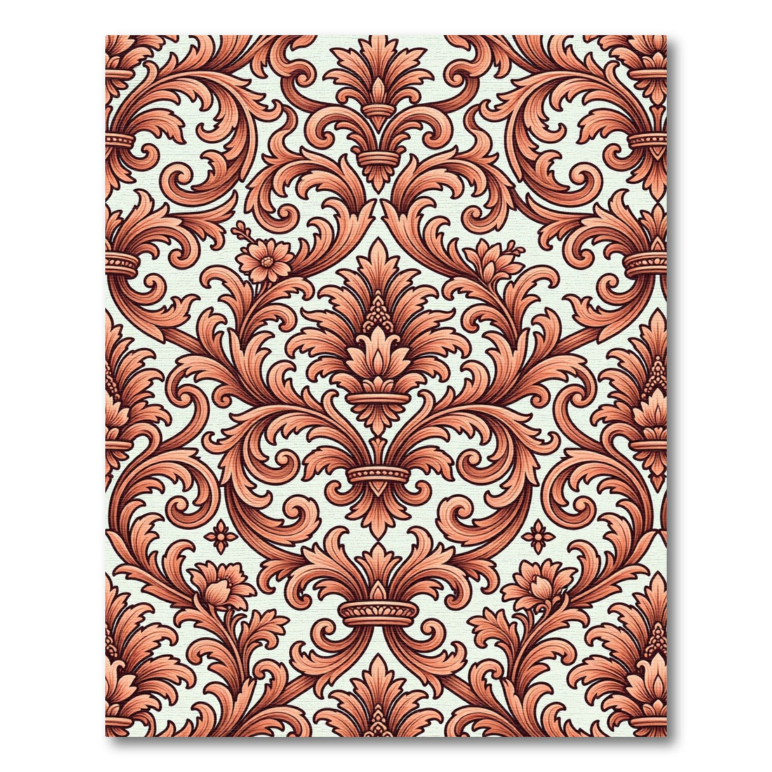 Coral Acanthus Scroll Flourish Rug