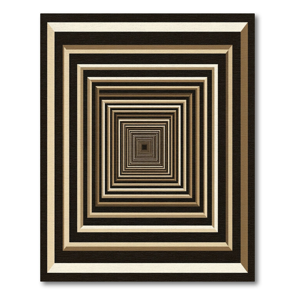Monochrome Geometric Infinite Square Tunnel Rug