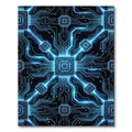Futuristic Neon Cyber Circuit Grid Rug