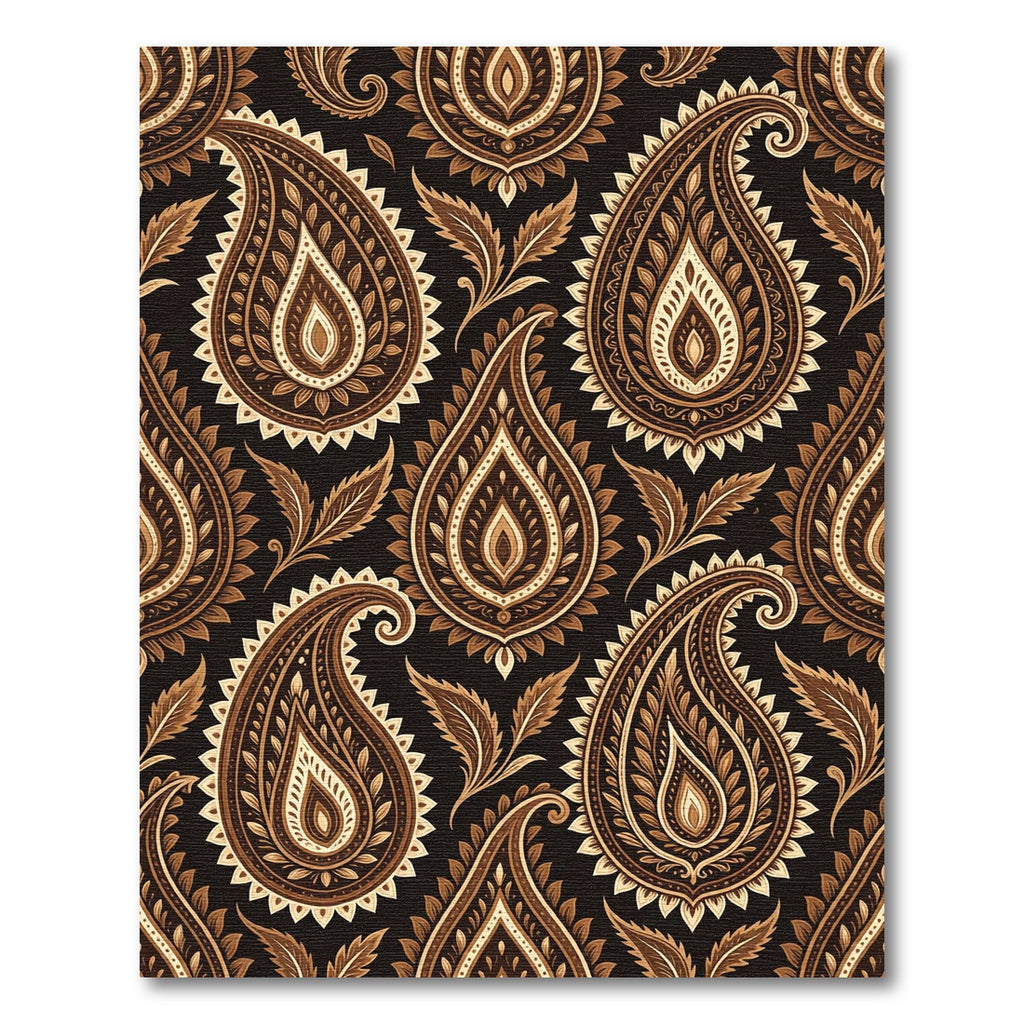 Rich Earthy Brown Paisley Medallions Rug