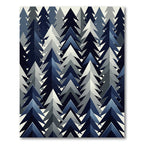Modern Navy Blue Geometric Forest Rug