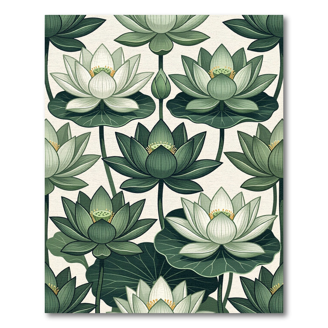 Botanical Sage Green Lotus Water Lily Rug