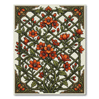 Orange Blossom Vine Lattice Art Rug