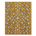 Ornate Golden Interwoven Swirl Art Rug
