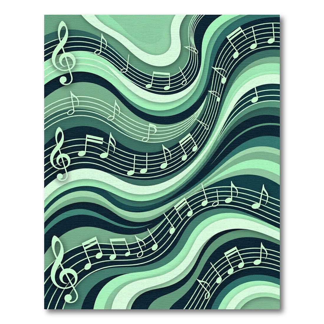 Aquatic Teal Musical Waves Rug