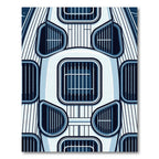 Modern Cobalt Geometric Architectural Grille Rug