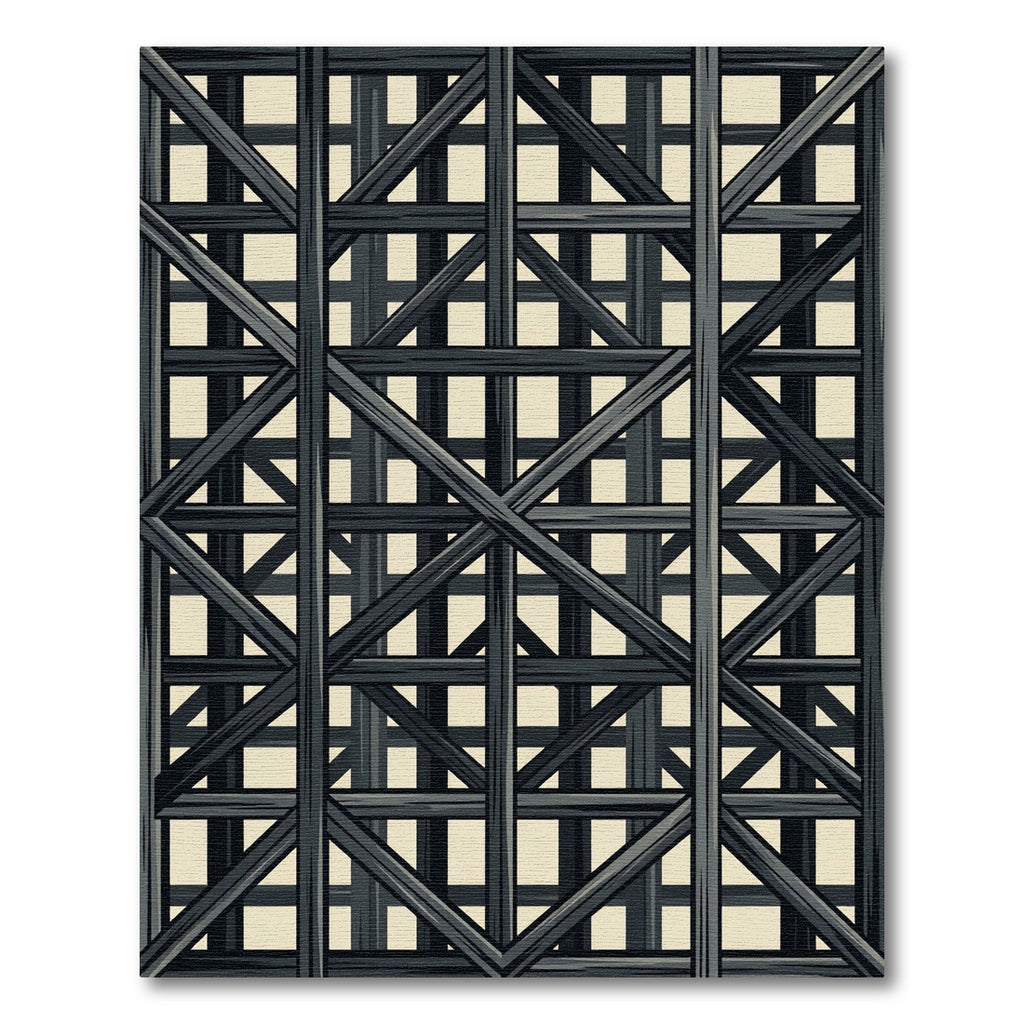 Dark Gray Wooden Lattice Frame Rug