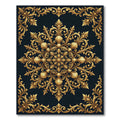 Ornate Gold Baroque Medallion Accents Rug