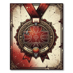 Vintage Crimson Basketball Champion Medallion Rug