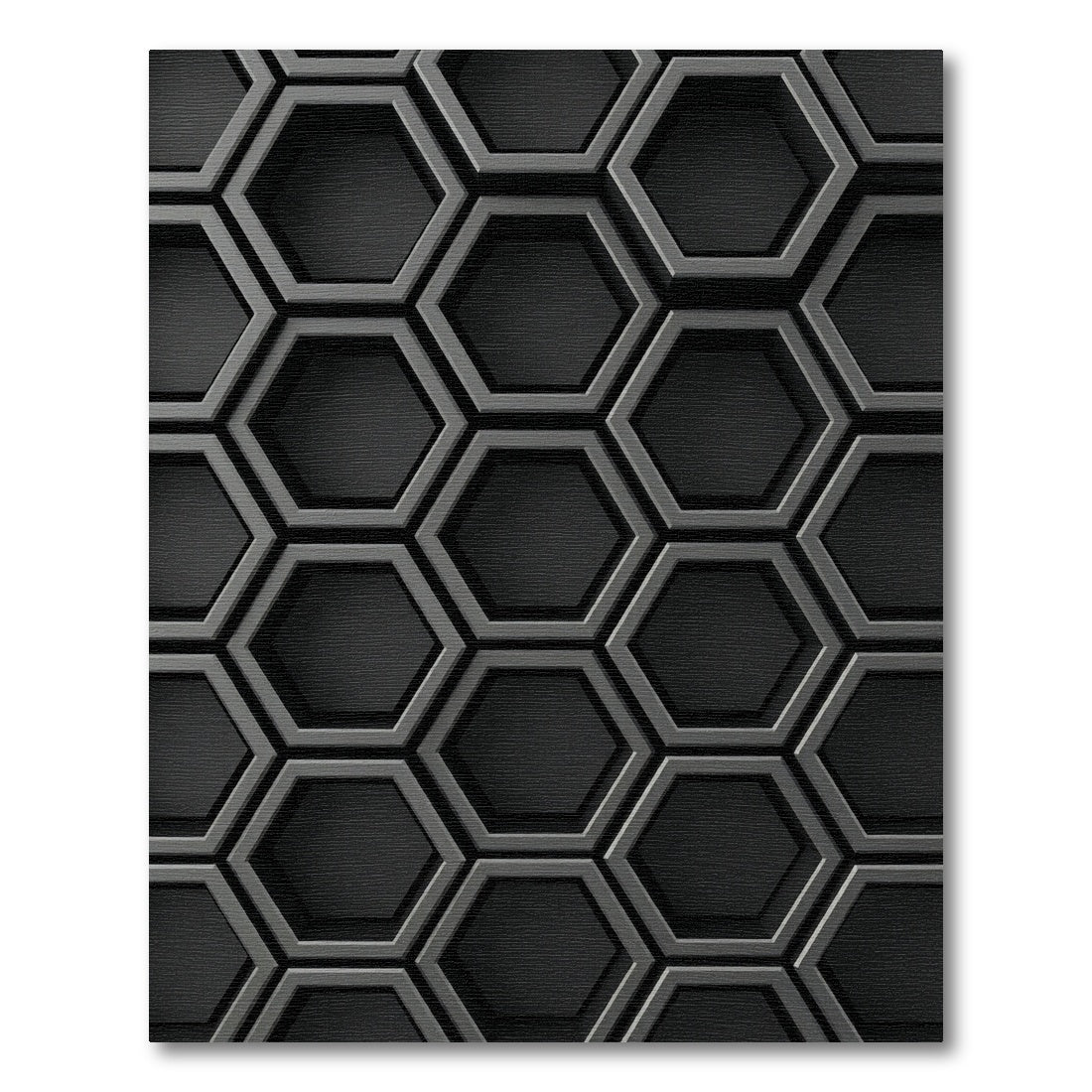 Dark Gray Geometric Hexagon Texture Rug