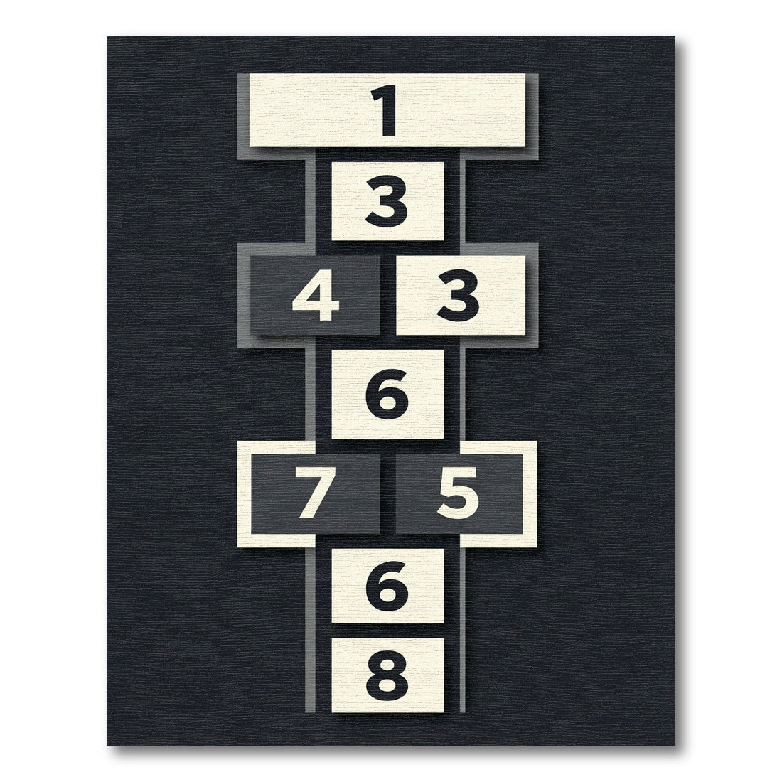 Minimalist Monochrome Geometric Hopscotch Square Rug