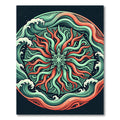 Radiant Coral and Teal Wave Mandala Rug