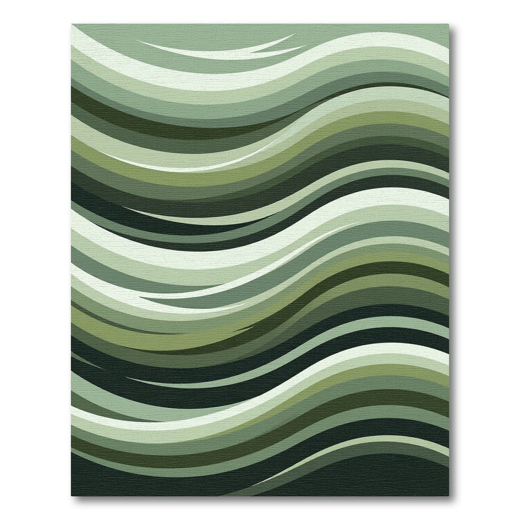 Earthy Green Wavy Stripe Rug
